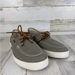 Polo Ralph Lauren mens 12 D Sander gray canvas boat shoe leather lace up new